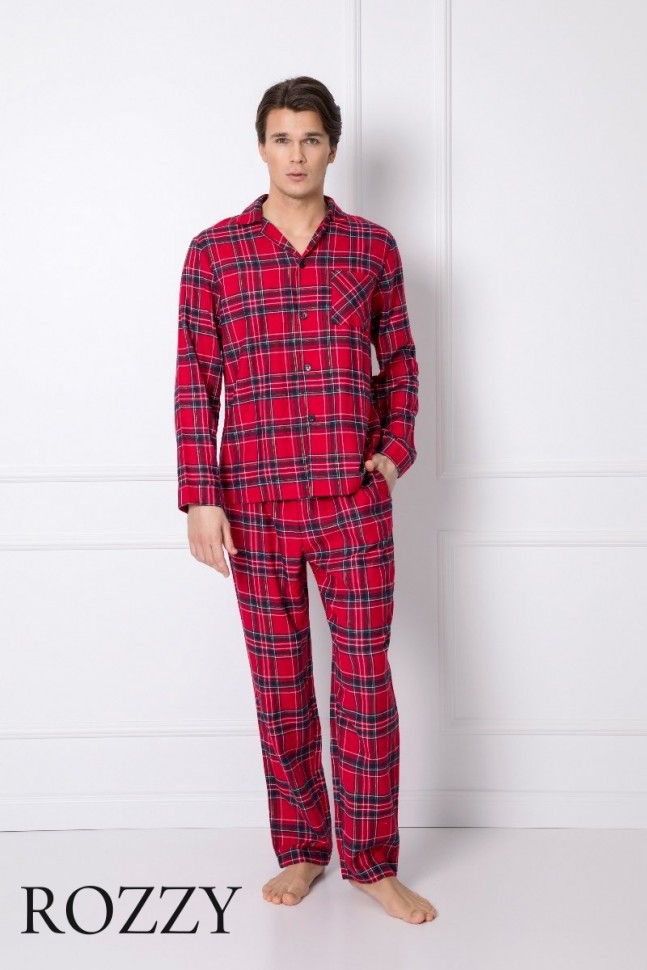 Пижама мужская фланелевая Aruelle Daren красный/клетка