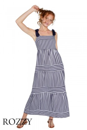 Платье пляжное вискозное Ysabel Mora 85796 синий/белый
