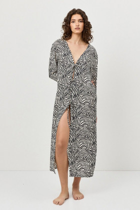 Платье домашнее вискозное Aruelle Sway черный/молочный