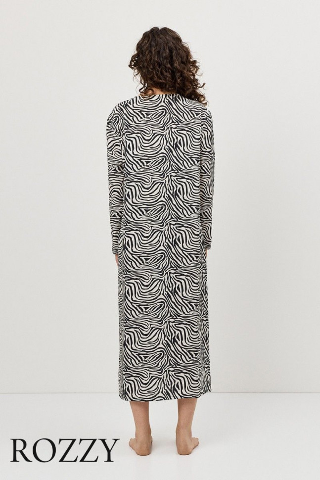 Платье домашнее вискозное Aruelle Sway черный/молочный