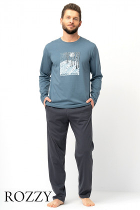 Пижама мужская Key MNS 627 серо-синий/графитовый