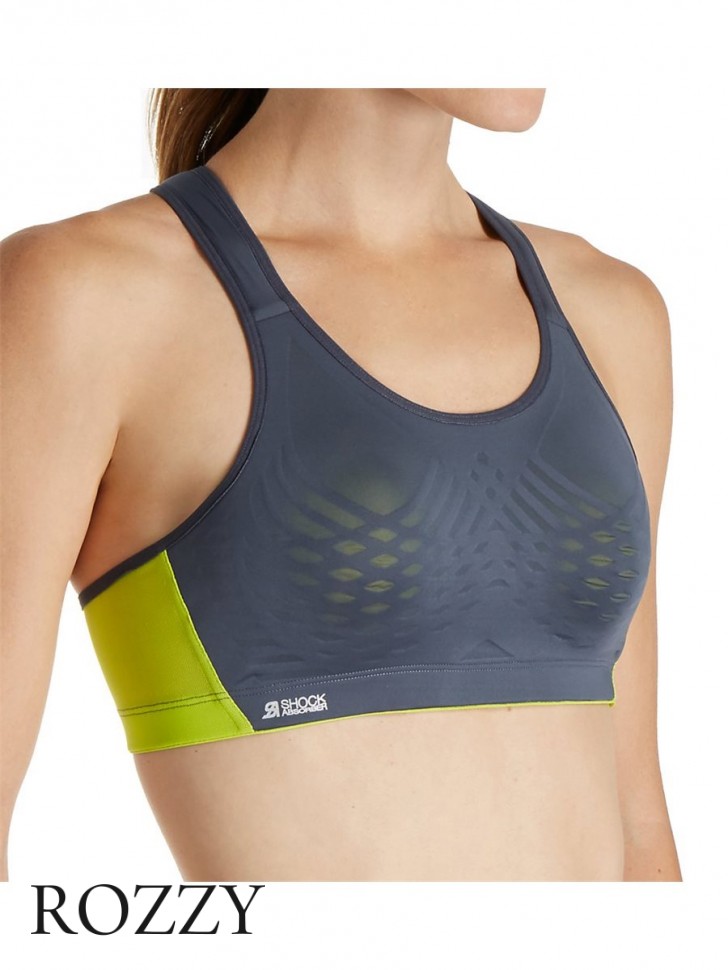 Бюстгальтер спортивный бескаркасный Shock Absorber S02Y3 серый/лайм