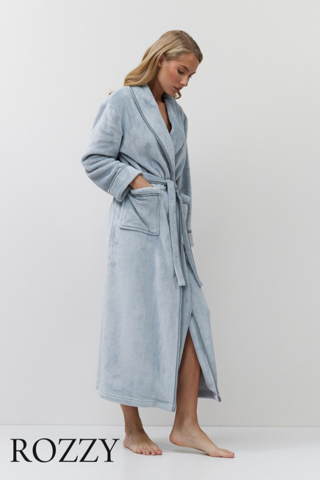 Халат флисовый Aruelle Lea серо-голубой