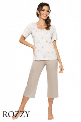 Пижама хлопковая Donna Sandi 3/4 молочный/светло-бежевый