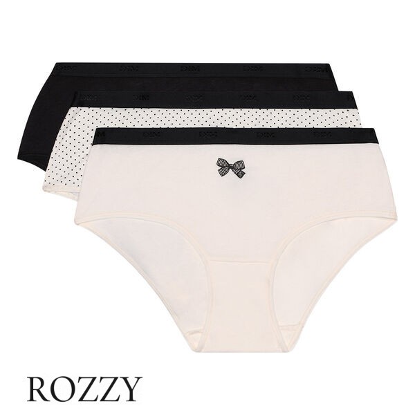 Трусы шорты хлопковые DIM Les Pockets Cotton 4C20 с черным бантом (уп.3шт.)