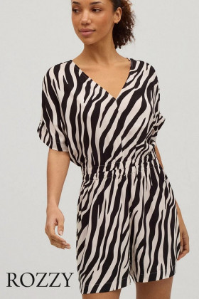 Комбинезон пляжный вискозный Ysabel Mora 86156 черный/белый