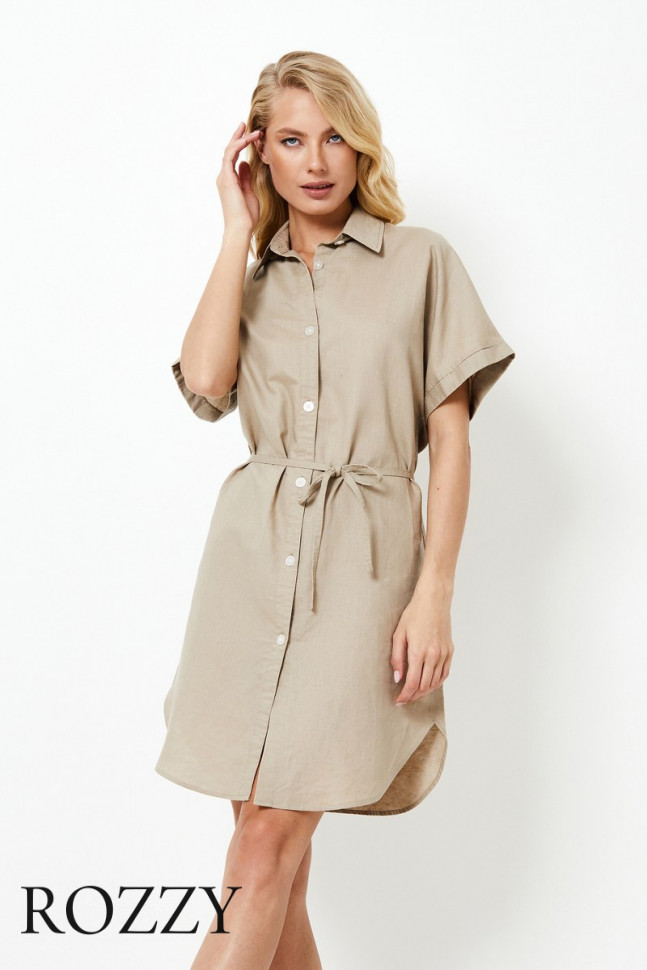 Платье домашнее льняное Aruelle Cleo бежевый