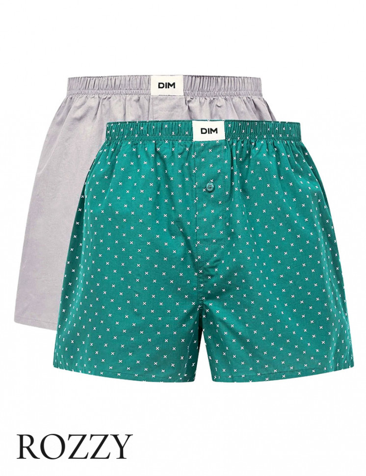 Трусы боксеры мужские DIM 0DI6 зеленый/серый (уп.2шт.)