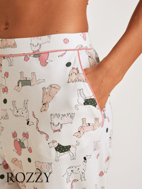 Брюки домашние хлопковые Calida Favourites Dog 29653 ванильный/принт