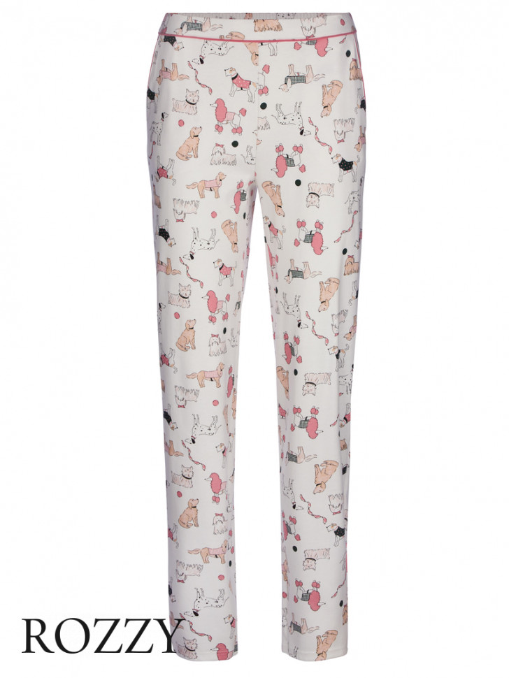 Брюки домашние хлопковые Calida Favourites Dog 29653 ванильный/принт