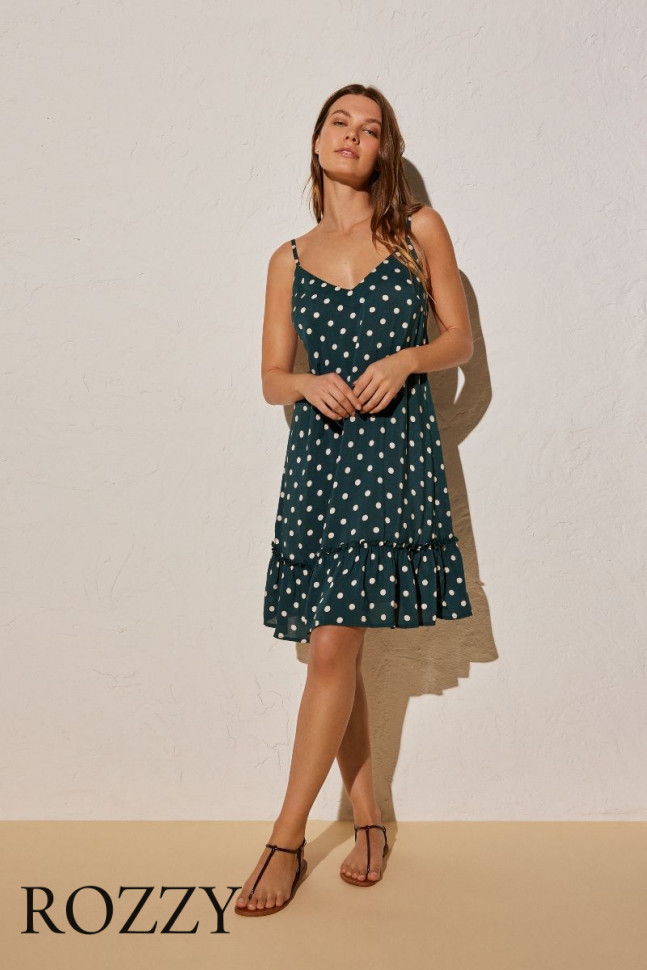 Платье пляжное вискозное Ysabel Mora 85954 темно-зеленый/белый