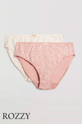 Трусы слипы хлопковые Ysabel Mora 19517 пудровый/экрю (уп.2шт.)