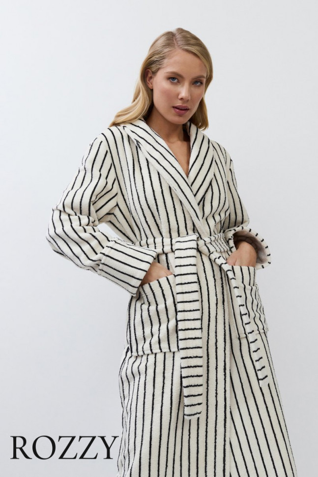 Халат махровый Aruelle Lana кремовый/черный