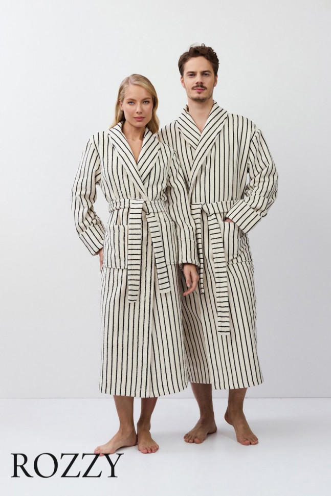 Халат махровый Aruelle Lana кремовый/черный