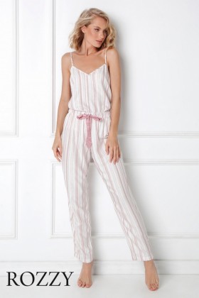 Пижама с брюками вискозная Aruelle Paola светло-розовый/белый