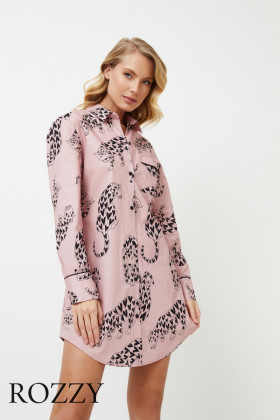 Сорочка хлопковая Aruelle Brenda пыльная роза/черный