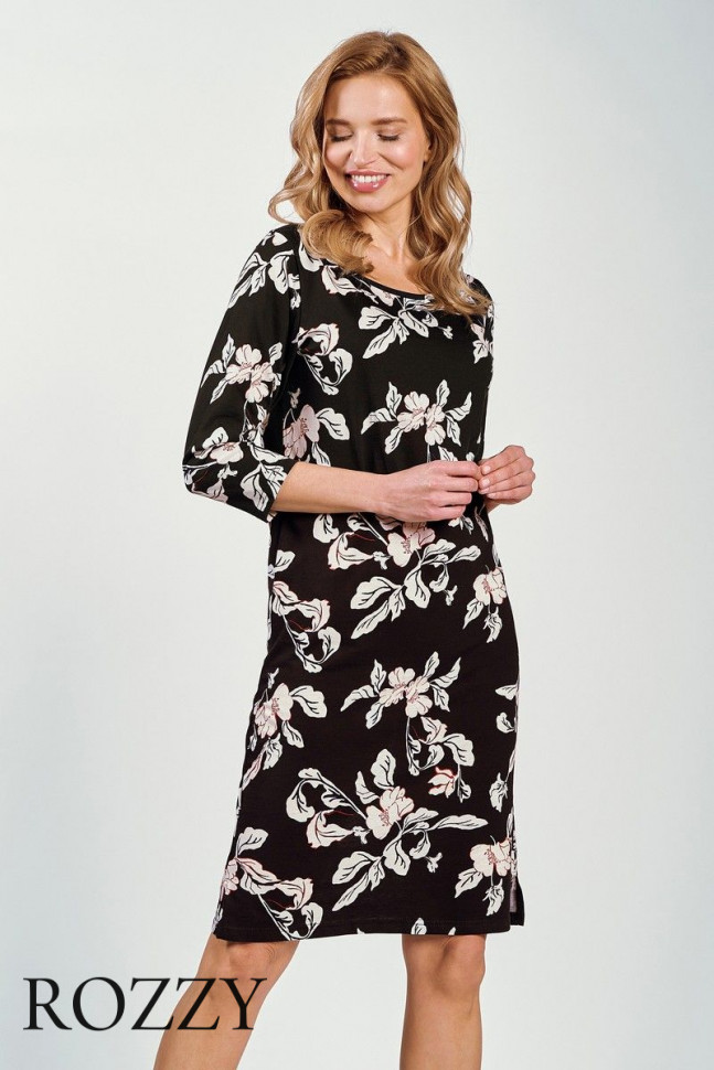 Сорочка хлопковая Taro Charlotte 3233/3254 черный/бежевый