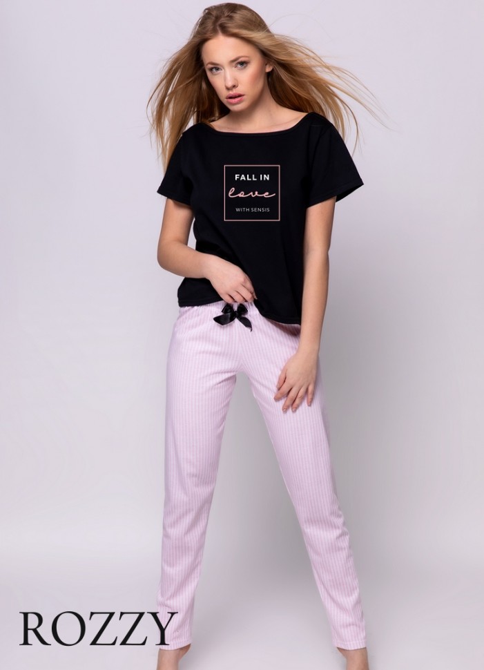 Пижама хлопковая Sensis Billie черно-розовый