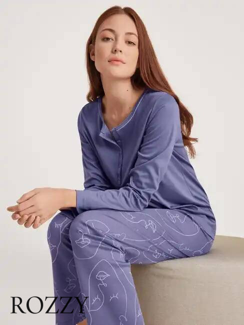 Пижама хлопковая Calida Night Lovers 43729 фиолетовый