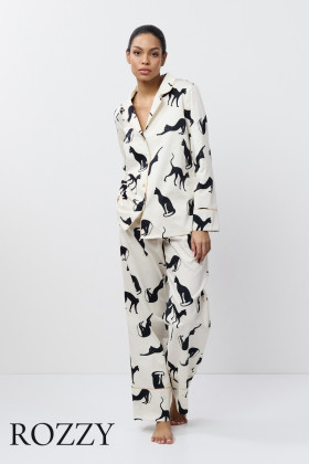 Пижама хлопковая Aruelle Nyra кремовый/черный