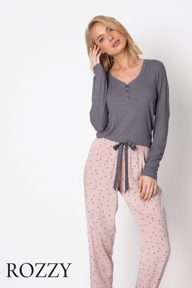 Пижама вискозная Aruelle Judy розовый/графит