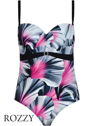 Купальник слитный Naturana 73249 черный набивной Ф