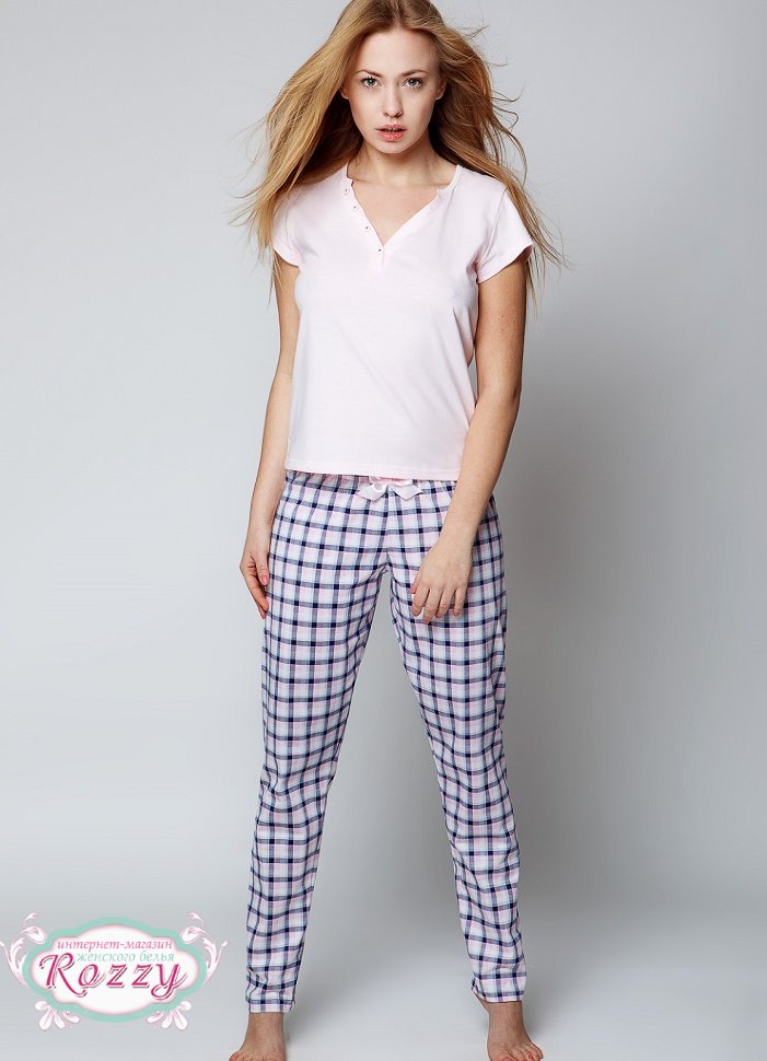Пижама со штанами хлопковая Sensis Penelope розовый/синий