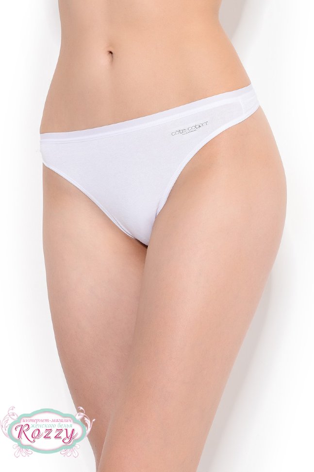Трусы стринги хлопковые Cote Coton 40100 белый, бежевый, черный