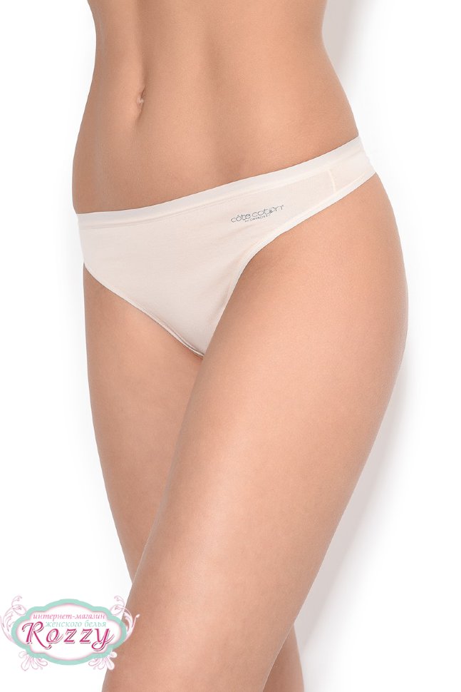 Трусы стринги хлопковые Cote Coton 40100 белый, бежевый, черный