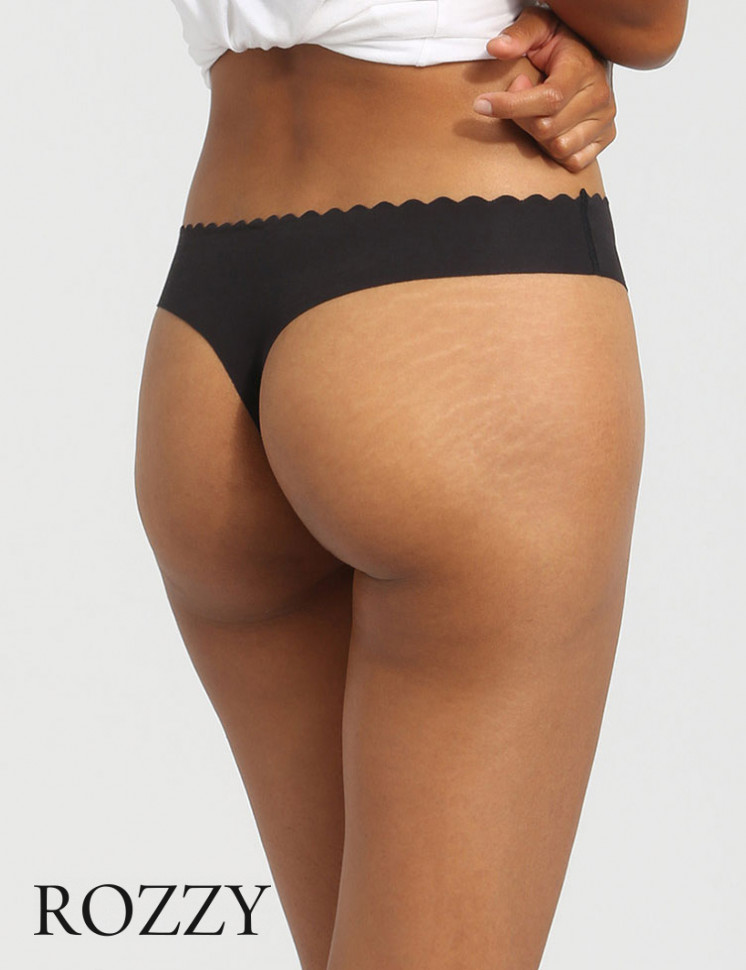 Трусы стринги обрезные хлопковые Dim Bodi Touch Cotton 0A6M черный/белый (уп.2шт.)