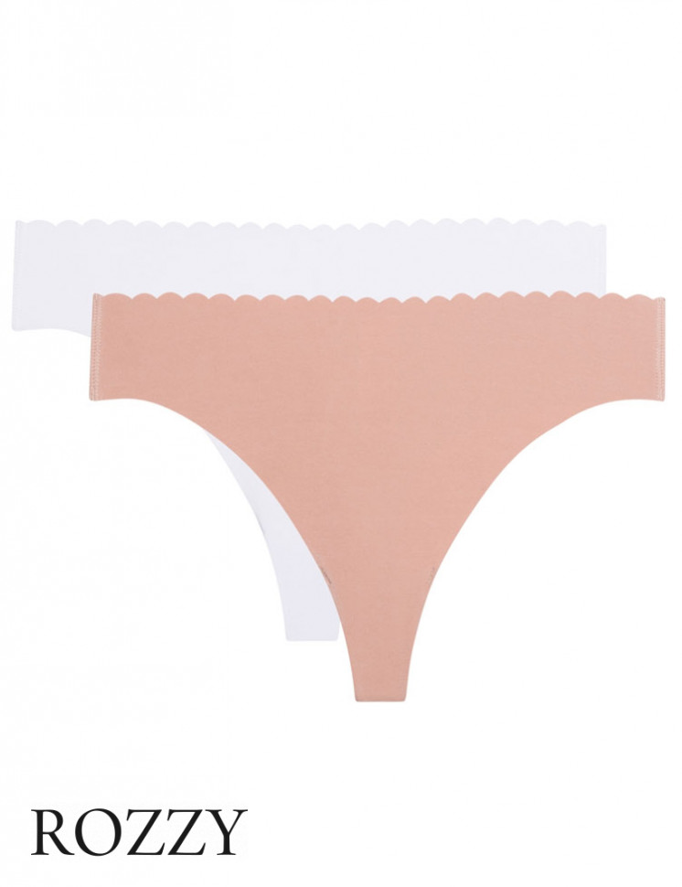 Трусы стринги обрезные хлопковые Dim Bodi Touch Cotton 0A6M телесный/белый (уп.2шт.)