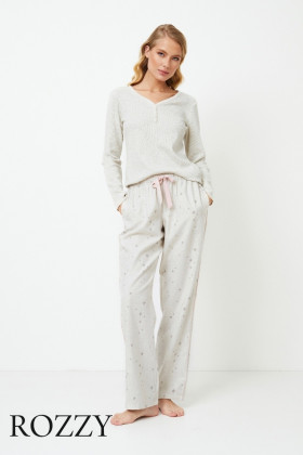 Пижама фланелевая Aruelle Doreen светло-серый