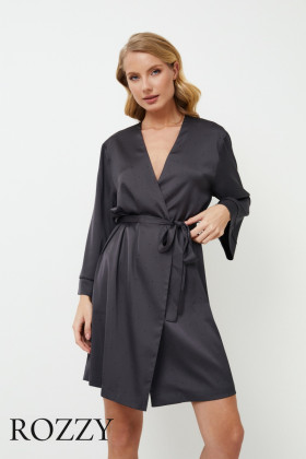 Халат атласный Aruelle Aurora графитовый