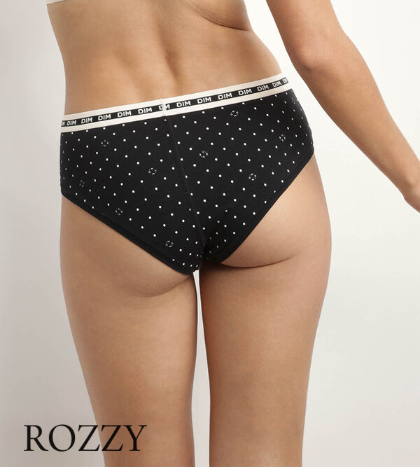 Трусы хипстеры хлопковые DIM Icons Essential 0DCO черный набивной