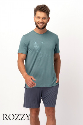 Пижама мужская Key MNS 750 серо-зеленый/джинс