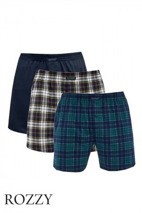 Трусы боксеры мужские Cornette Comfort 945 темно-синий/зеленый (уп.3шт.)