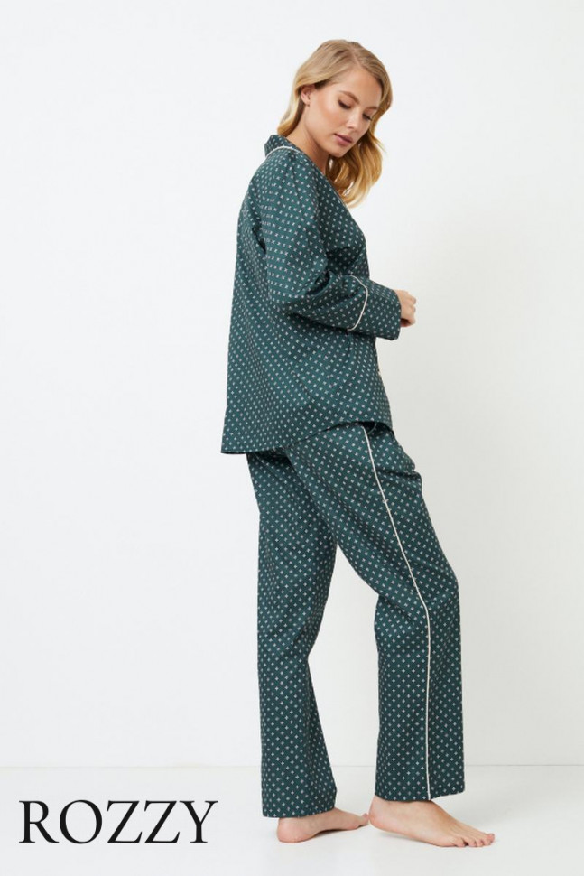 Пижама хлопковая Aruelle Genny зеленый