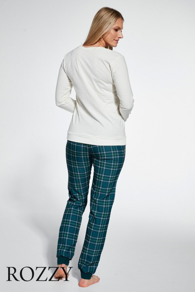 Пижама хлопковая Cornette Cookie 671 кремовый/зеленый