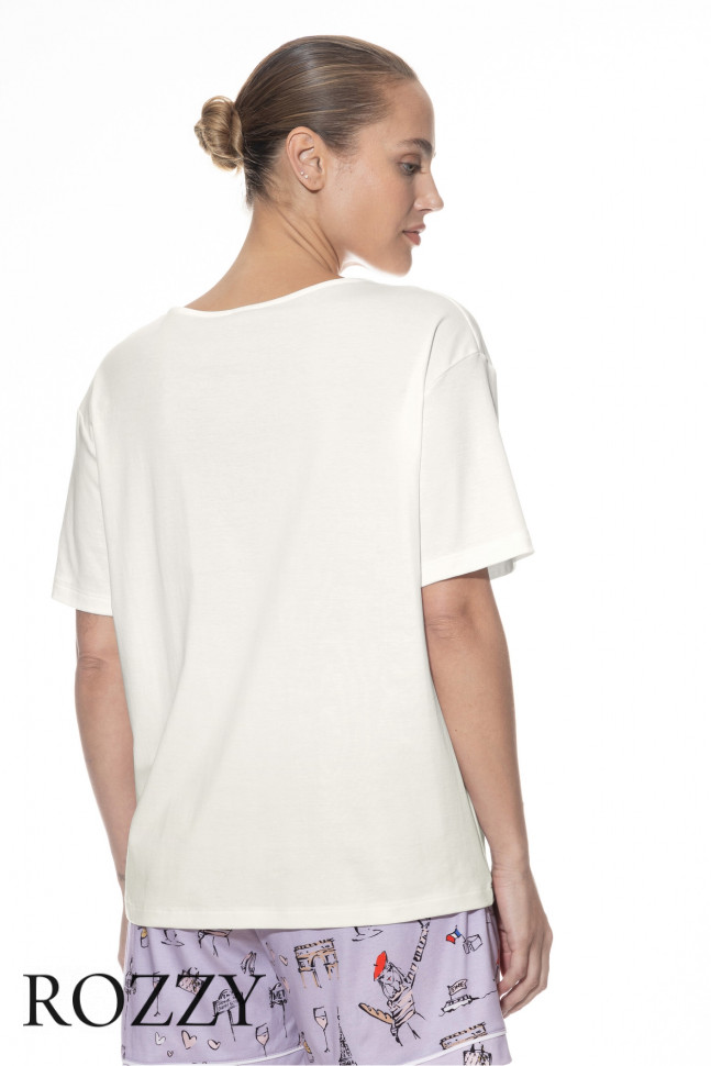 Футболка домашняя хлопковая Mey Fine Elegance 1210064 шампань