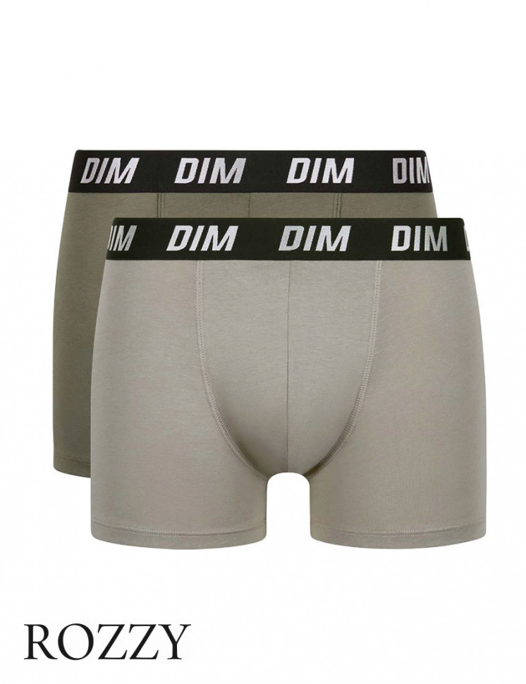 Трусы шорты мужские DIM 0DA8 оливковый/серый (уп.2шт.)