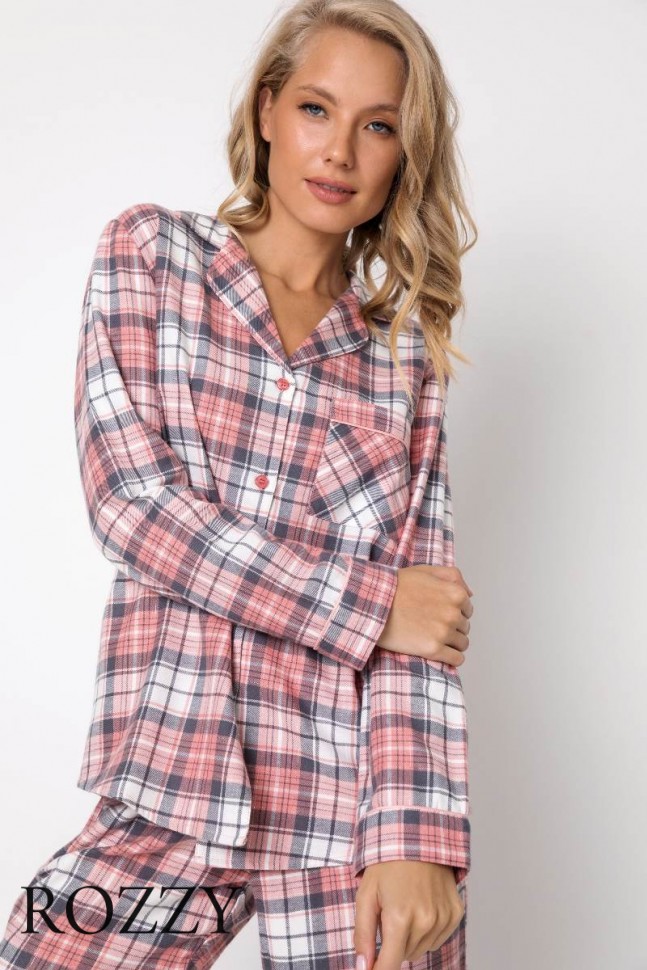 Пижама фланелевая Aruelle Kristen розовый/серый