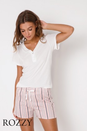Пижама с шортами Aruelle Sarah SS22 белый/розовый