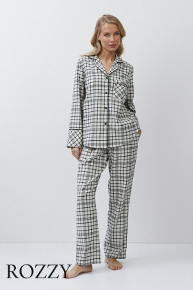 Пижама фланелевая Aruelle Terra светло-бежевый/черный