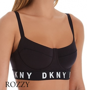 Бюстгальтер балконет хлопковый DKNY Cozy Boyfriend DK4521 черно-белый