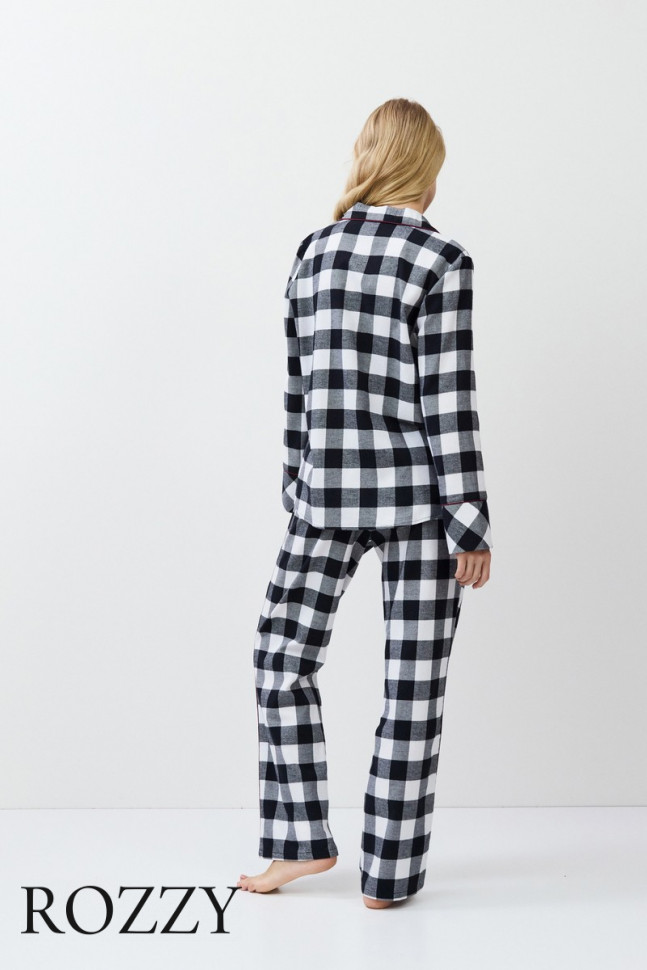 Пижама фланелевая Aruelle Angelica черный/белый
