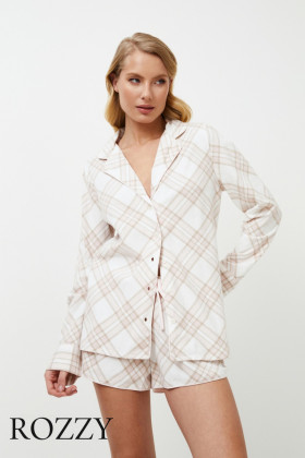 Пижама фланелевая Aruelle Camille светло-бежевый/молочный