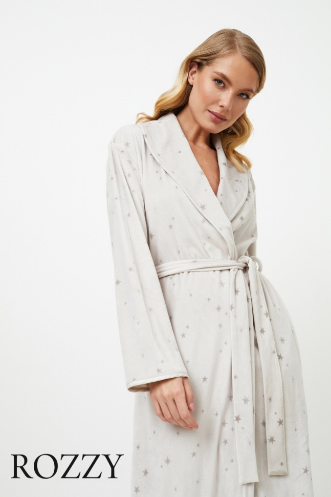 Халат велюровый Aruelle Meredith светло-серый