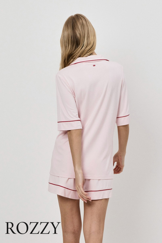 Пижама вискозная с шортами Aruelle Amoria светло-розовый