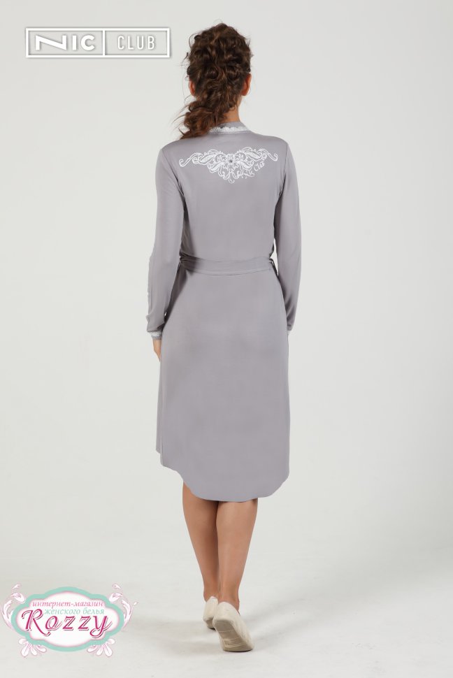 Халат NicClub Elegante casa 1404 серый 1