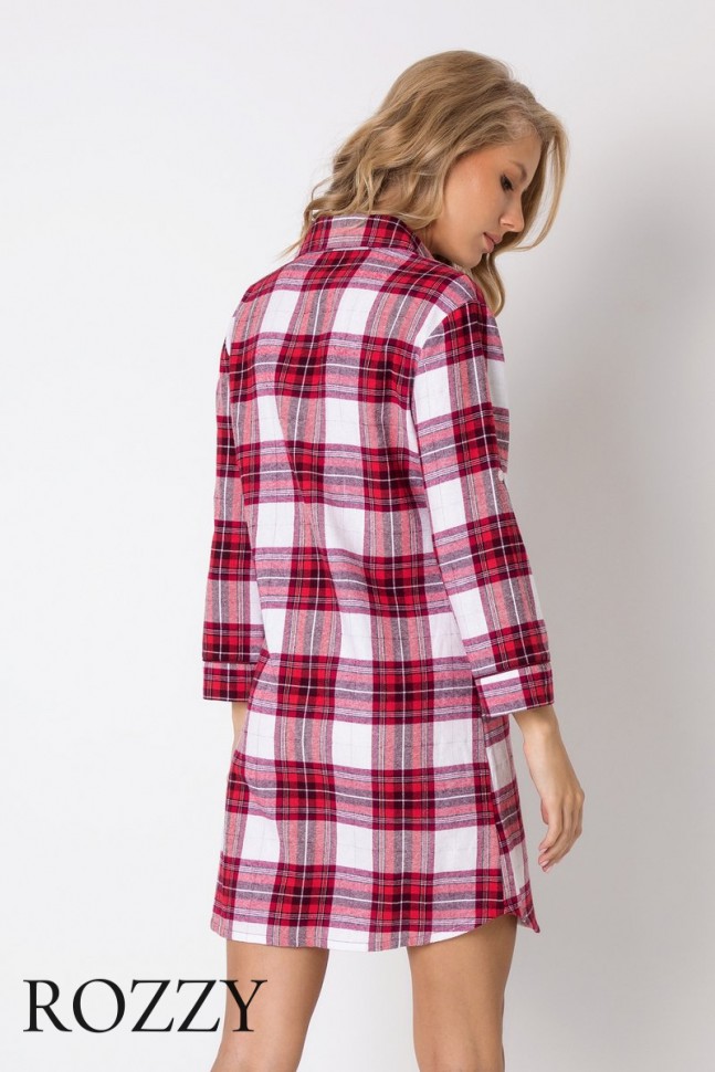 Сорочка фланелевая Aruelle Nelly красный/клетка